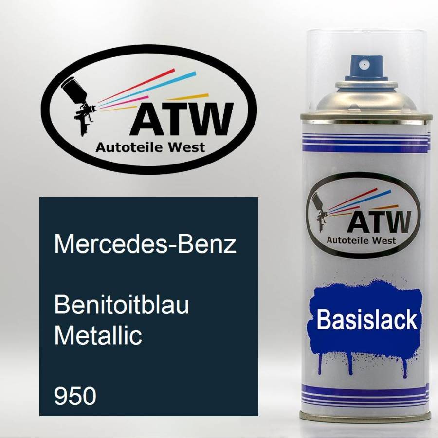 Mercedes-Benz, Benitoitblau Metallic, 950: 400ml Sprühdose, von ATW Autoteile West.